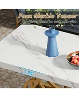 Tribesigns Modern Coffee Table, 47 Inch Faux Marble Cocktail Table with Geometric Frame, Rectangular Center Table Tea Table Accent Furniture for Livin