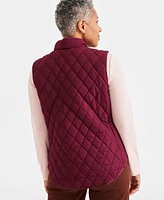 Style & Co Petite Solid Quilted Vest, Created for Macy's