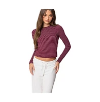 Edikted Women's Brianna Striped Long Sleeve T Shirt