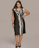 Donna Karan New York Plus Printed Cap-Sleeve Midi Dress