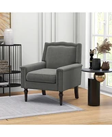 Skonyon Mid-century Modern Armchair Linen Fabric Upholstered Accent Chair with Cushion-Gray