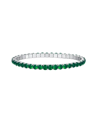 Macy's Simulated Emerald May Birthstone Tennis Stretch Bracelet