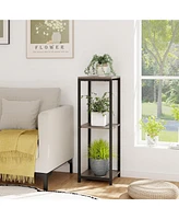 Skonyon 3-Tier Tall Metal Plant Stand Corner Plant Holder with Anti-tipping Device-Black & Gray