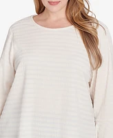 Ruby Rd. Plus Ballet Neck Luxe Smocked Top with Ruffle Sleeves