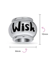 Bling Jewelry Good Luck Words Saying Wish Message Barrel Charm Bead For Women Sterling Silver Fits European BraceletBead Charm