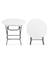 Skonyon 32 Inch Round Foldable Lightweight Table with Double Lockable Doors
