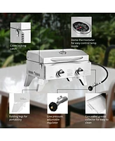 Skonyon 2 Burner Portable Stainless Steel Bbq Table Top Grill for Outdoors