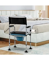 Sugift 4-in-1 Folding Bedside Commode Chair with Detachable Bucket and Towel Holder