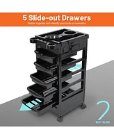 Yescom Salon Trolley Storage Drawer Cart Tray w/ Mixing Bowl Beauty Hair Dryer Holder Tool