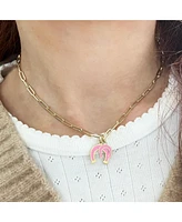 The Lovery Bubblegum Pink Horseshoe Charm 14K Gold 9 millimeters