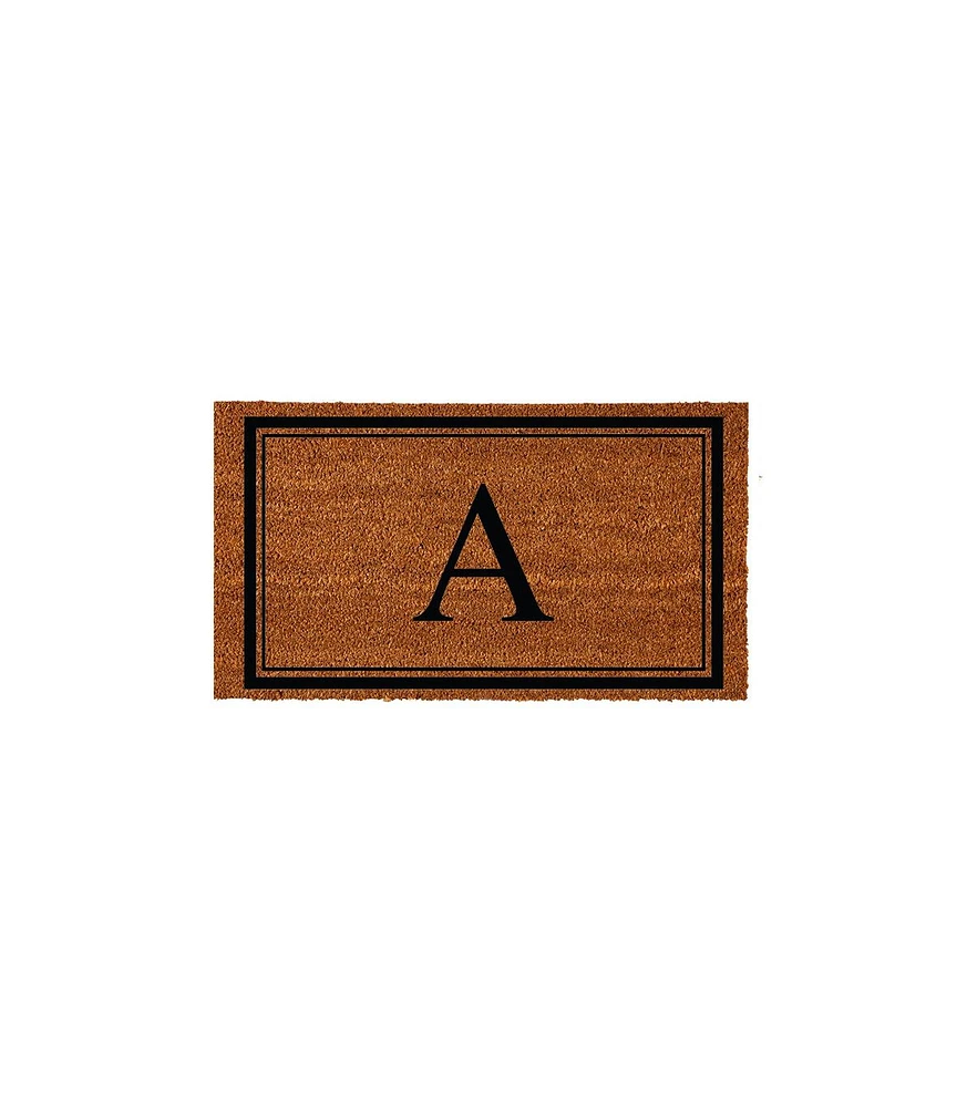 Evergreen Monogram Indoor Outdoor 100% Natural Coir Doormat 28" x 16" | Letter "A"