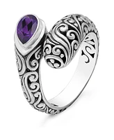 Devata Amethyst & Bali Filigree Ring in Sterling Silver