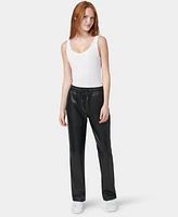 Hue Women's High-Rise Faux-Leather Drawstring Pants