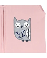 Lambs & Ivy Forever Friends White/Pink/Gray Woodland Fox/Owl 4-Piece Nursery Crib Baby Bedding Set