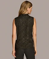 Donna Karan New York Women's Sleeveless Metallic Cowlneck Top