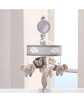 Lambs & Ivy Jungle Safari Gray Elephant/Lion/Giraffe Musical Baby Crib Mobile Toy