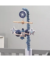 Lambs & Ivy Sky Rocket Planets/Stars Musical Baby Crib Mobile Soother Toy- Blue