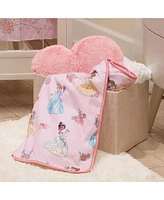 Lambs & Ivy Disney Princesses Pink Fleece Baby Blanket - Belle/Tiana/Cinderella