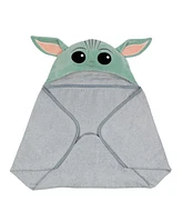 Lambs & Ivy Baby Boys Star Wars The Child/Baby Yoda/Grogu Gray Hooded Baby Bath Towel