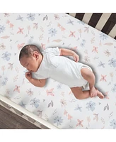 Lambs & Ivy Baby Blooms 3-Piece Pink Floral/Butterfly Baby Crib Bedding Set