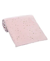 Lambs & Ivy Ballerina Baby Pink with Gold Stars 2-Sided Soft Baby Blanket