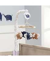 Lambs & Ivy Playful Elephant Blue/White Musical Baby Crib Mobile Soother Toy