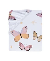 Lambs & Ivy Butterfly Dreams Breathable 100% Cotton Fitted Baby Crib Sheet