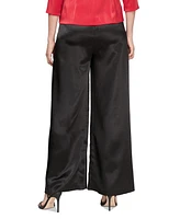 Alex Evenings Women's High Rise Wide-Leg Satin Pants