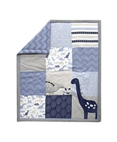 Bedtime Originals Roar Blue/Gray/White Dinosaur 3-Piece Nursery Baby Crib Bedding Set