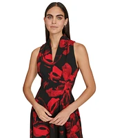 Calvin Klein Petite Printed V-Neck Sleeveless Dress