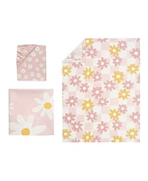 Lambs & Ivy Daisy Dreams 3-Piece Pink/White Baby Nursery Crib Bedding Set