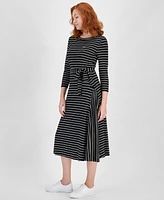 Nautica Jeans Women's Striped Tie-Waist Midi Dress