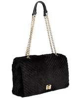 I.n.c. International Concepts Small Ajae Flap Chevron Faux Fur Shoulder Bag, Created for Macy's