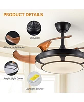 Modern Minimalist Retractable Ceiling Fan with Led Light