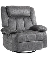 Simplie Fun Swivel Rocking Recliner Chair with Footrest, Side Pockets