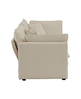 Streamdale Furniture Beige Chenille Modern Loveseat Sofa with Pillows