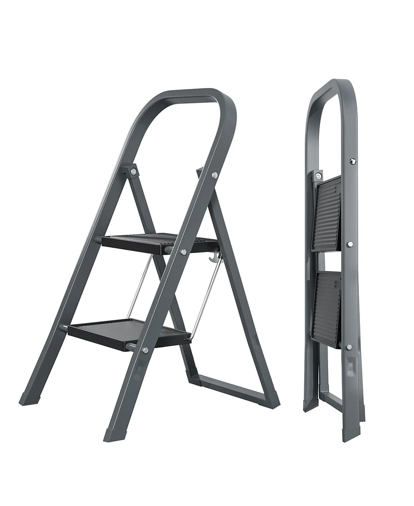Streamdale Furniture 2-Step Folding Ladder with Non-Slip Pedal