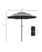 9FT 3-Tier Patio Market Umbrella with Tilt