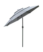 Simplie Fun 9FT 3-Tier Patio Market Umbrella with Tilt