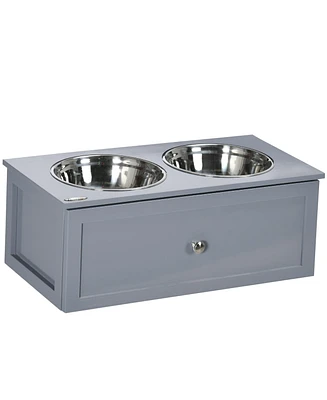 Streamdale Furniture Elevated Dog Bowls with Storage and Stainless Steel Bowls