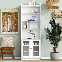 Streamdale Furniture Contemporary Acrylic Sideboard Cabinet with Adjustable Bookshelf