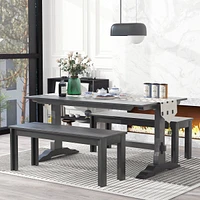 Streamdale Furniture Retro Dining Set: Trestle Table & Benches for 4