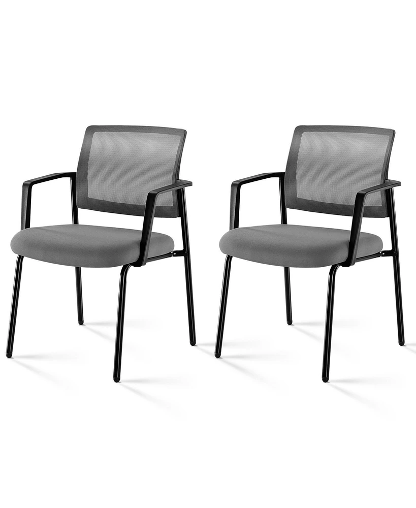 Simplie Fun Stackable Upholstered Metal Arm Chairs, 2 Pack