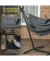 Simplie Fun Outdoor Hammock Lounge Chair with Stand and Features