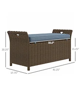 Streamdale Furniture 27 Gallon Wicker Patio Bench with Storage