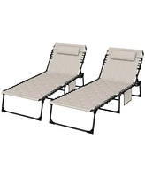 Streamdale Furniture Folding Chaise Lounges: 5-Level Recline, Padded Seat, Side Pocket & Headrest