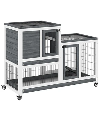 Simplie Fun Wooden Rabbit Hutch with Enclosed Run