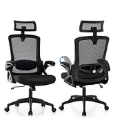 Costway Ergonomic Office Chair with Adjustable Lumbar Support Rocking Backrest Armrests