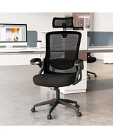 Costway Ergonomic Office Chair with Adjustable Lumbar Support Rocking Backrest Armrests