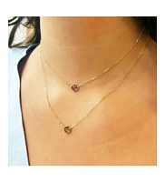 The Lovery Peridot Single Bezel Necklace 14K Gold